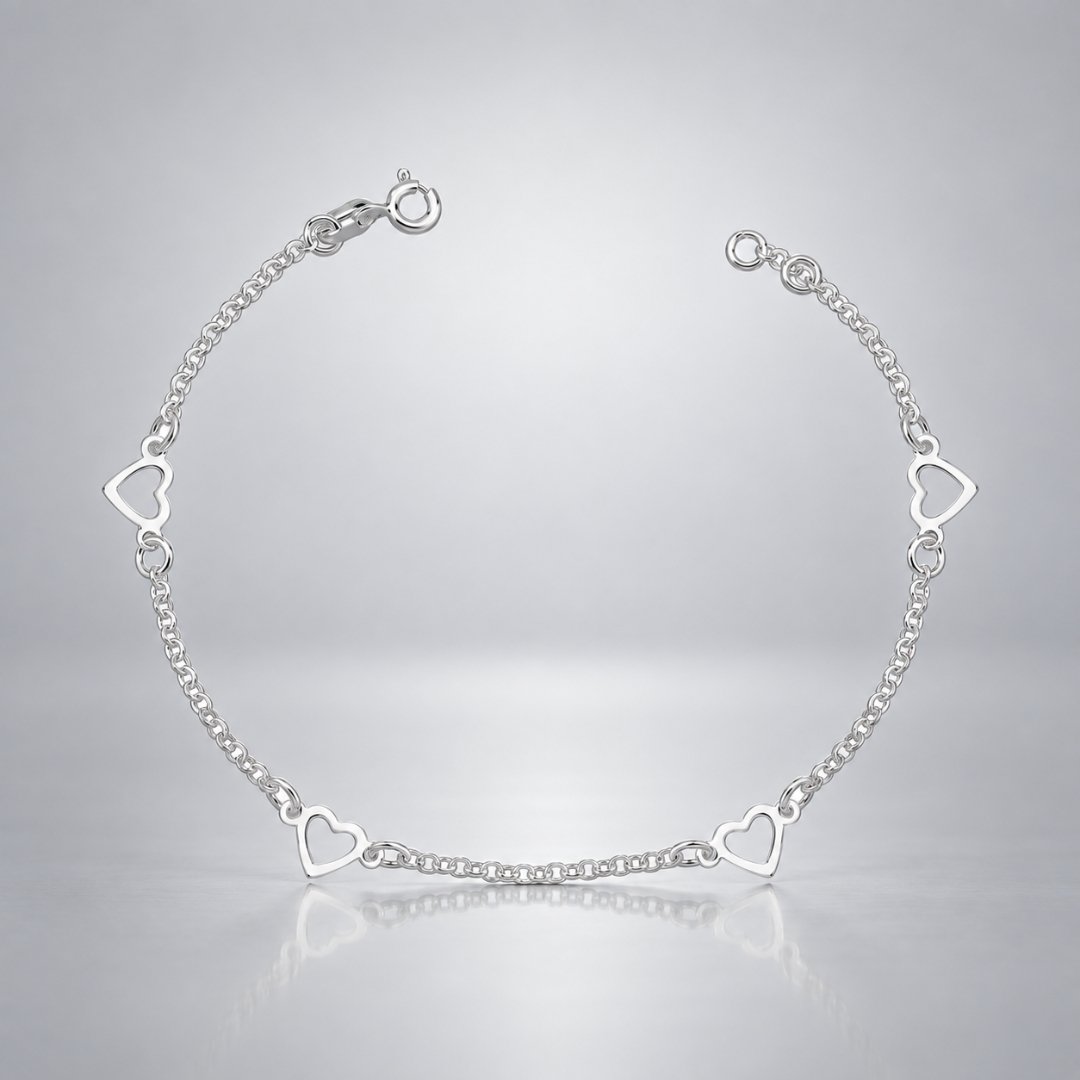 Pulseira 4 Corações Vazados