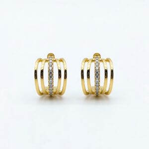 Brinco Linhas Com Cravejado