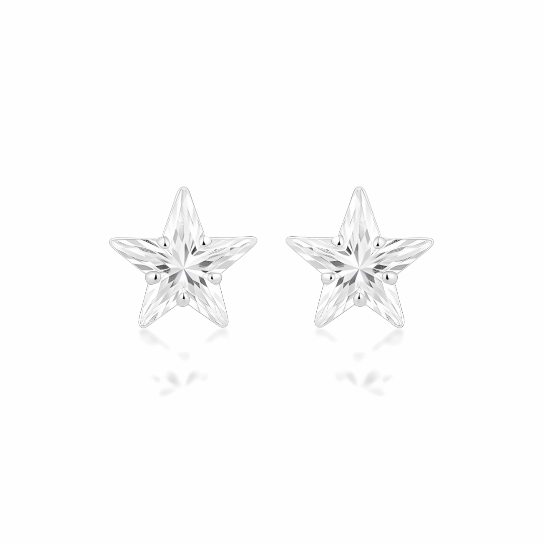 Brinco Zircônia Estrela Cristal 6 mm