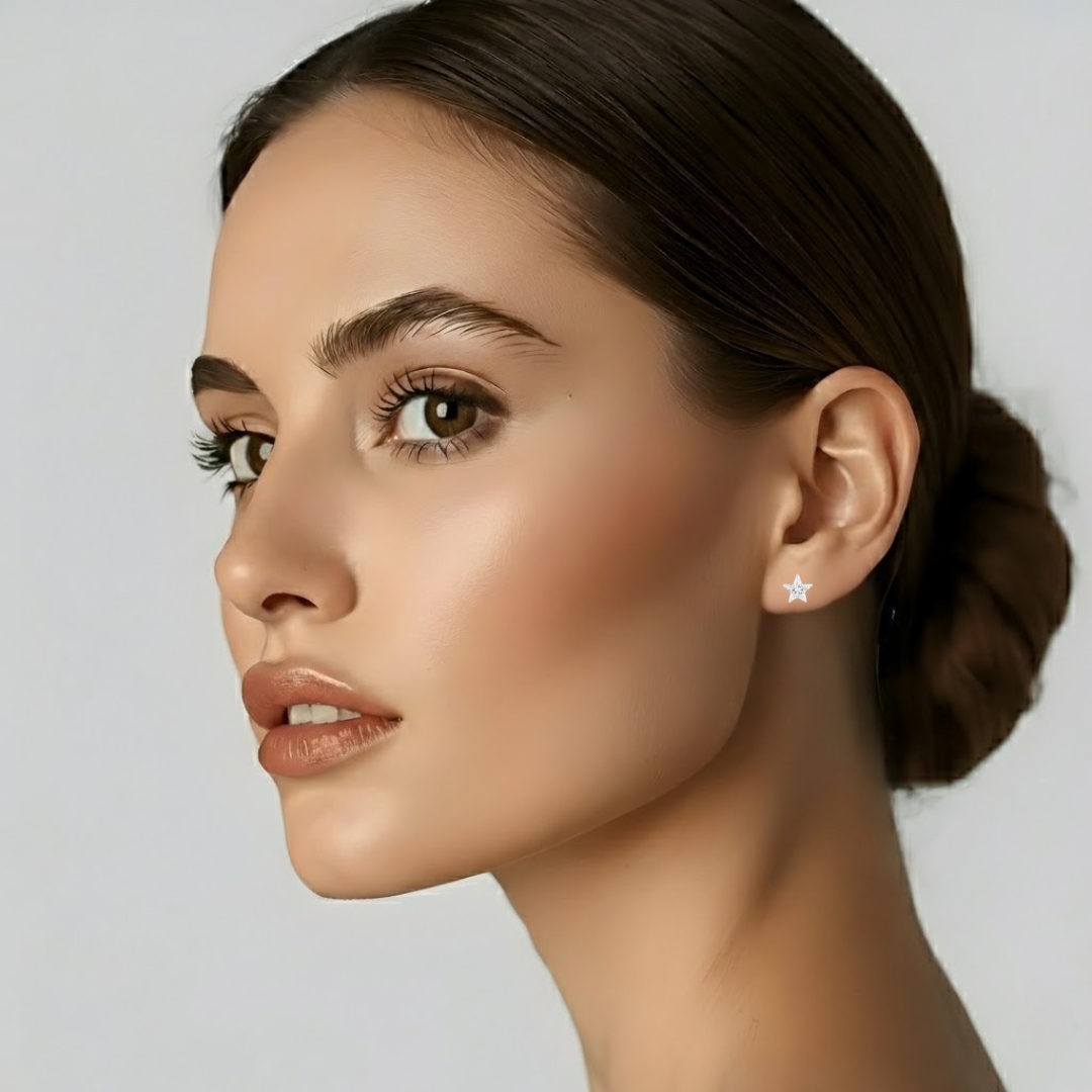 Brinco Zircônia Estrela Cristal 6 mm - Imagem 2
