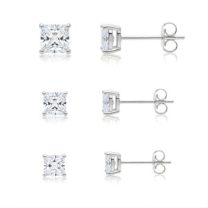 Trio de Brincos Zircônia Quadradas